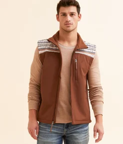 Coats & Jackets | Hooey Softshell Aztec Vest Cream Rust