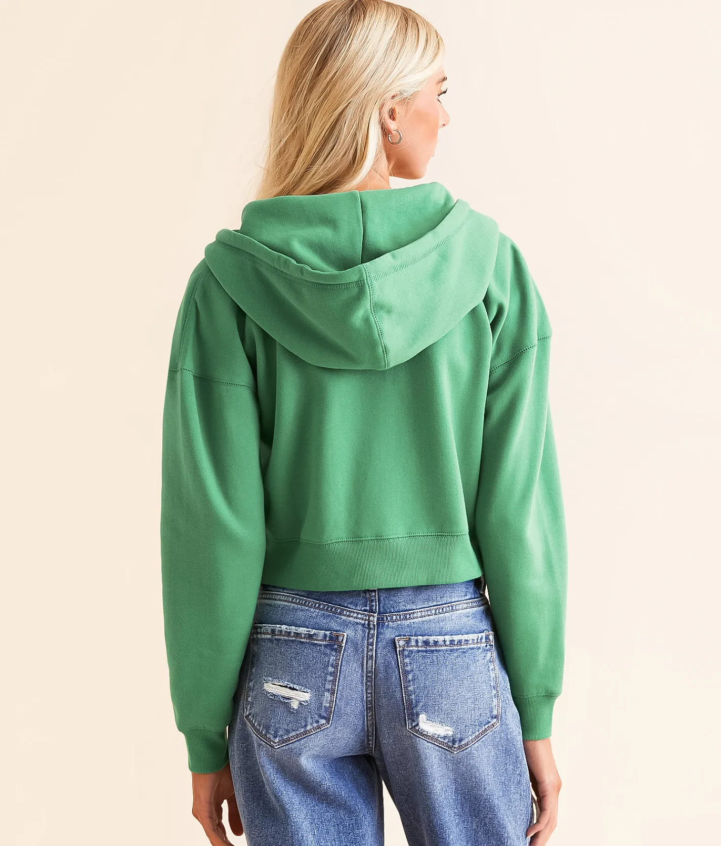 Tops | FITZ + EDDI SOHO Zip Front Cropped Hoodie Leprechaun