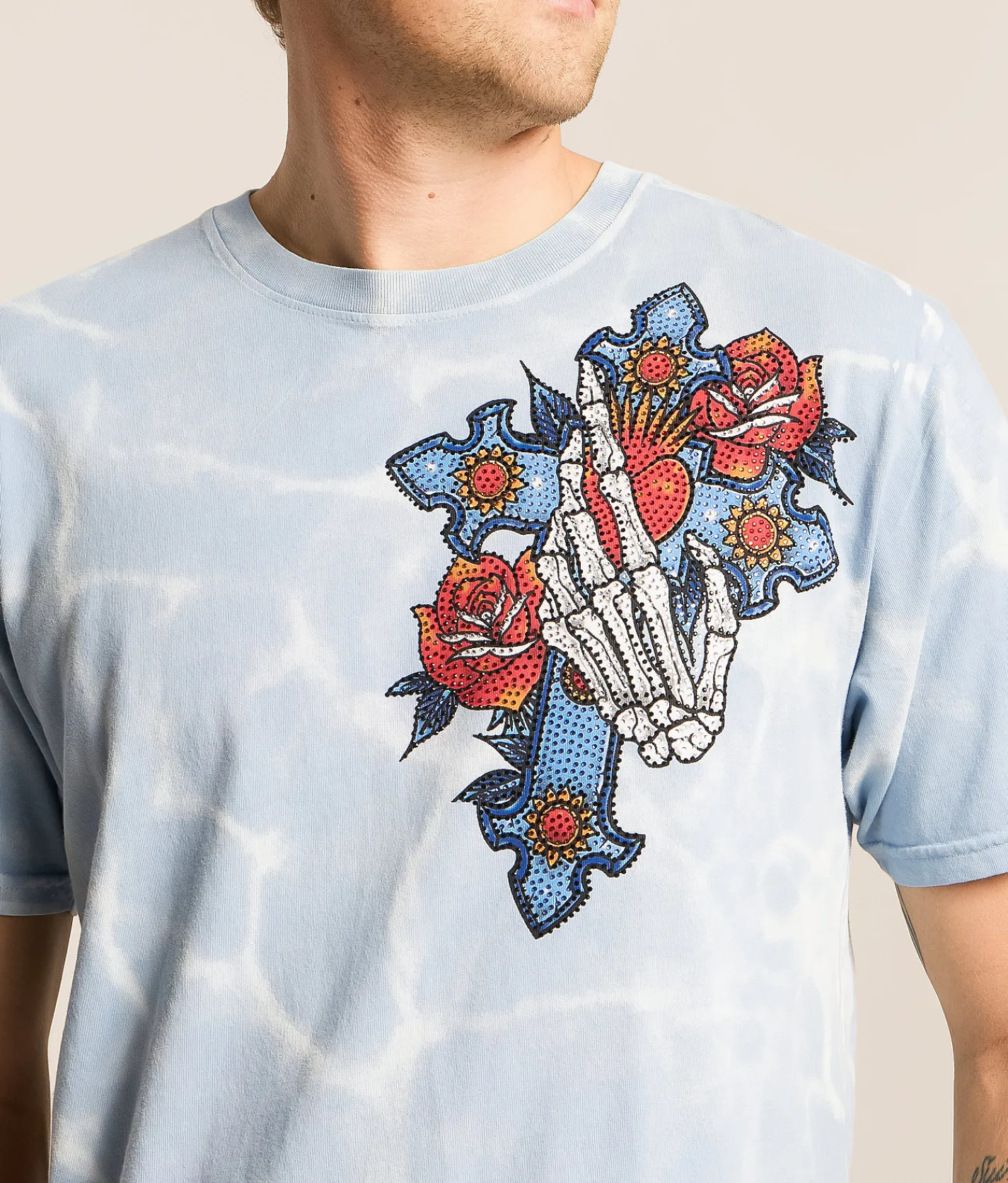 Affliction Solemn Prayer T-Shirt Dream Blue Clearance