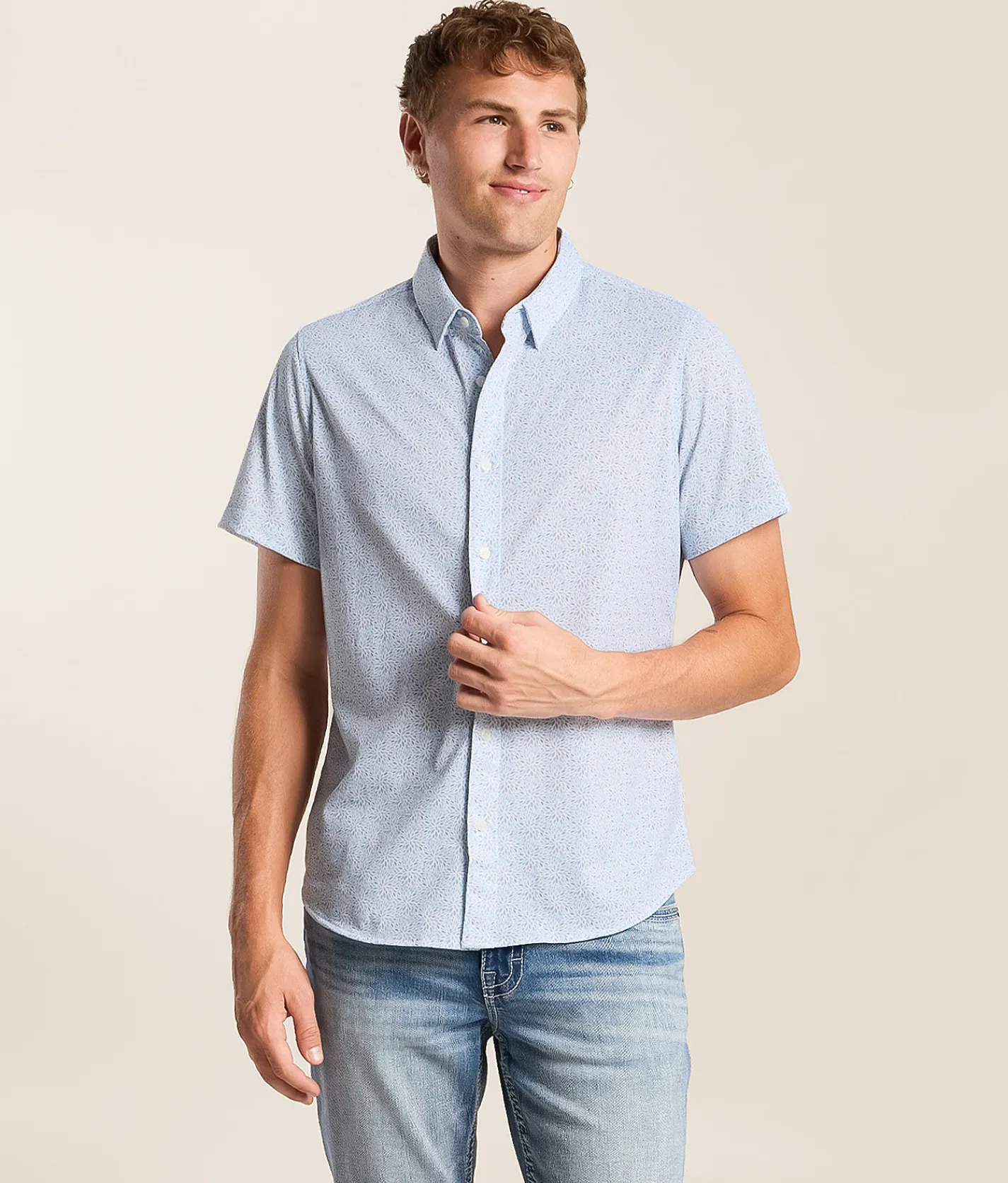 Tops | 7Diamonds Solen Stretch Shirt Light Blue