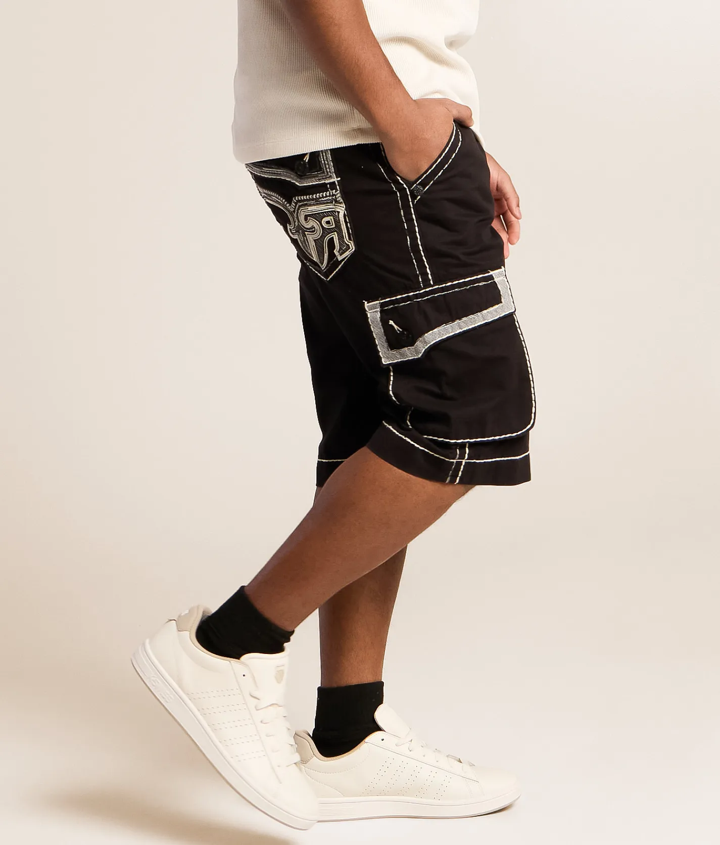 Bottoms | Rock Revival Solid Cargo Short Black
