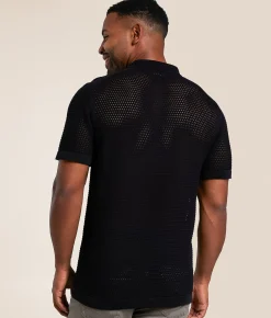 Tops | Eight X Solid Open Weave Shirt Black