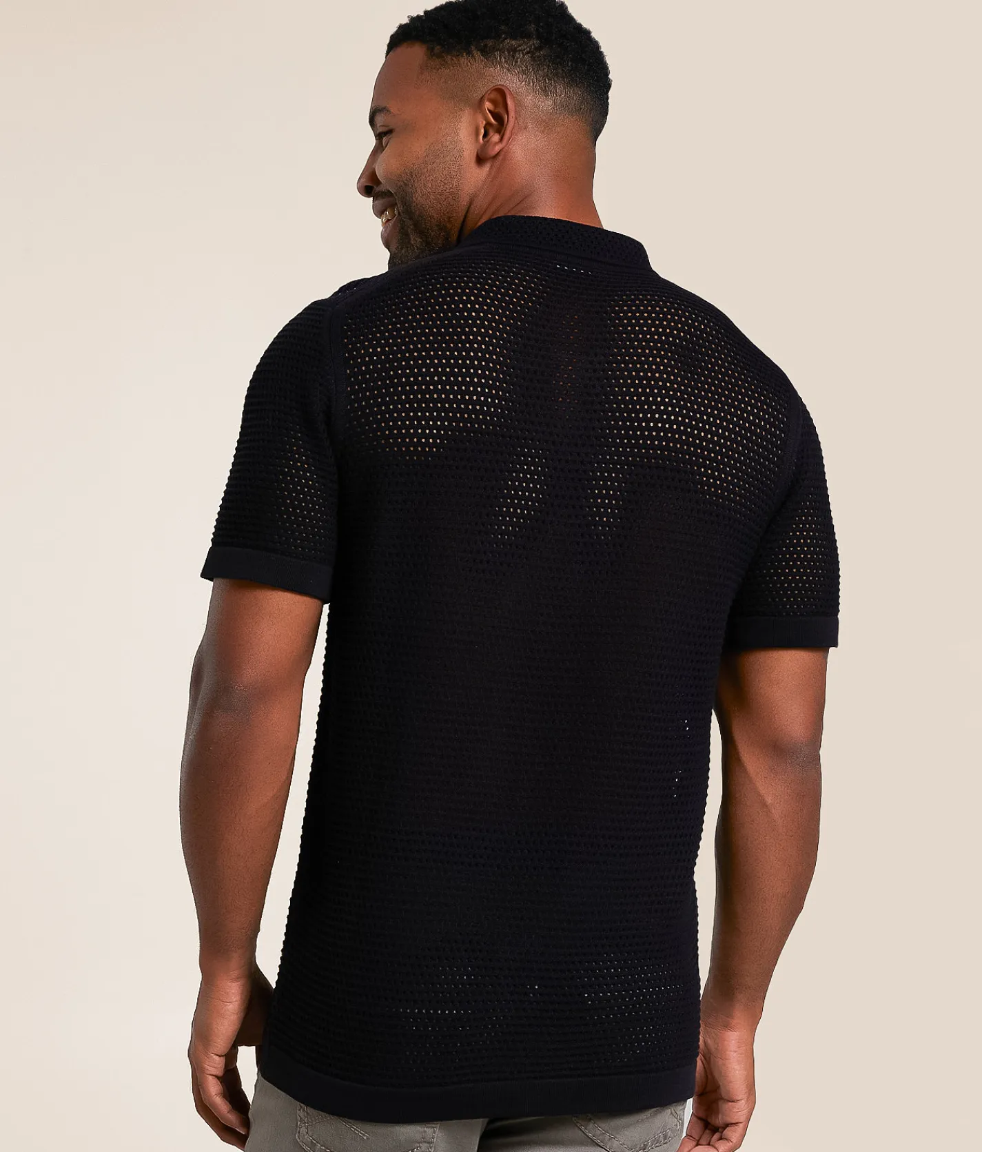 Tops | Eight X Solid Open Weave Shirt Black