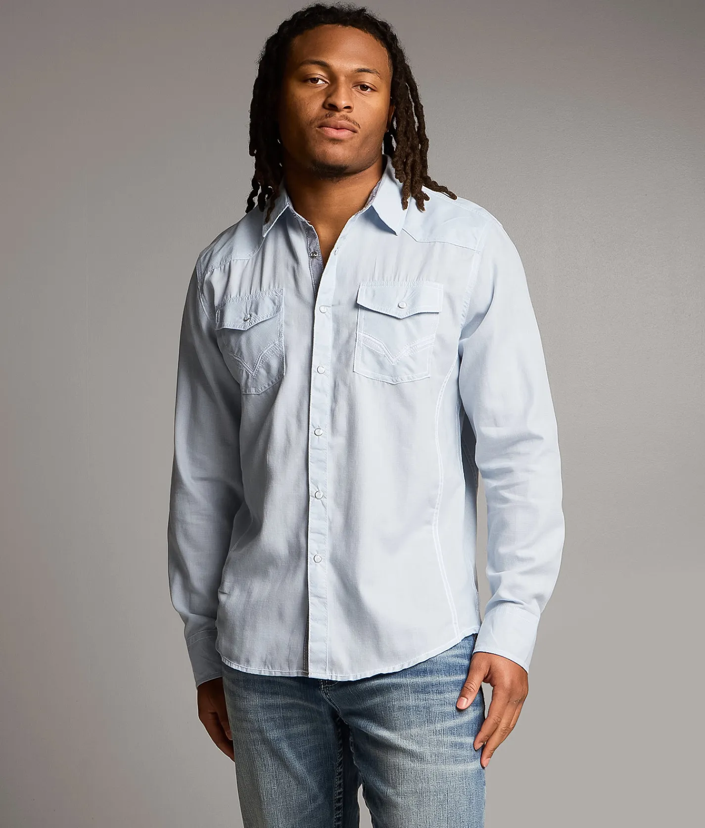 BKE Solid Standard Shirt White Light Blue New