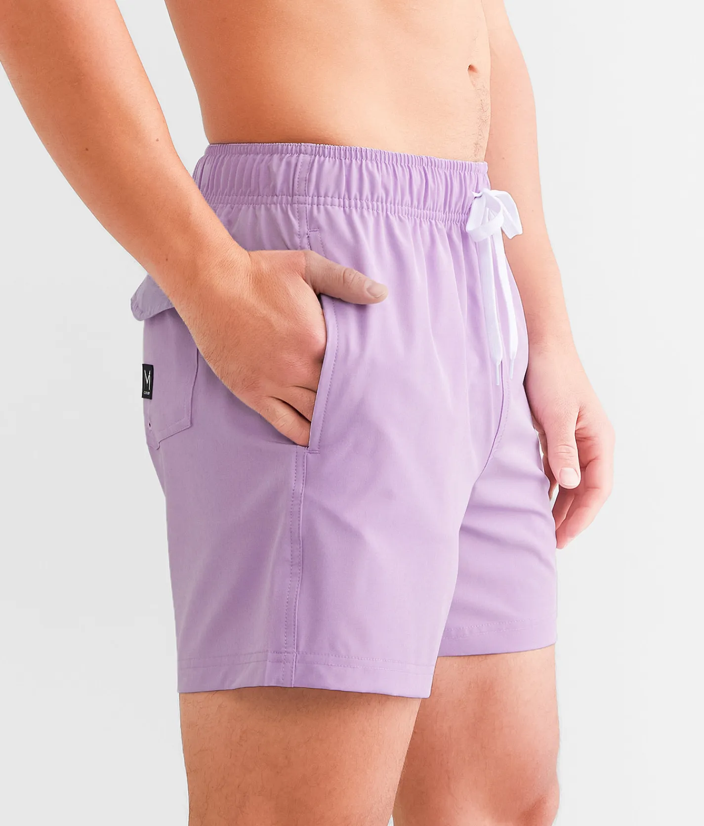 Bottoms|Swimwear | Maven Co-op Solid Stretch Swim Trunks Lavender