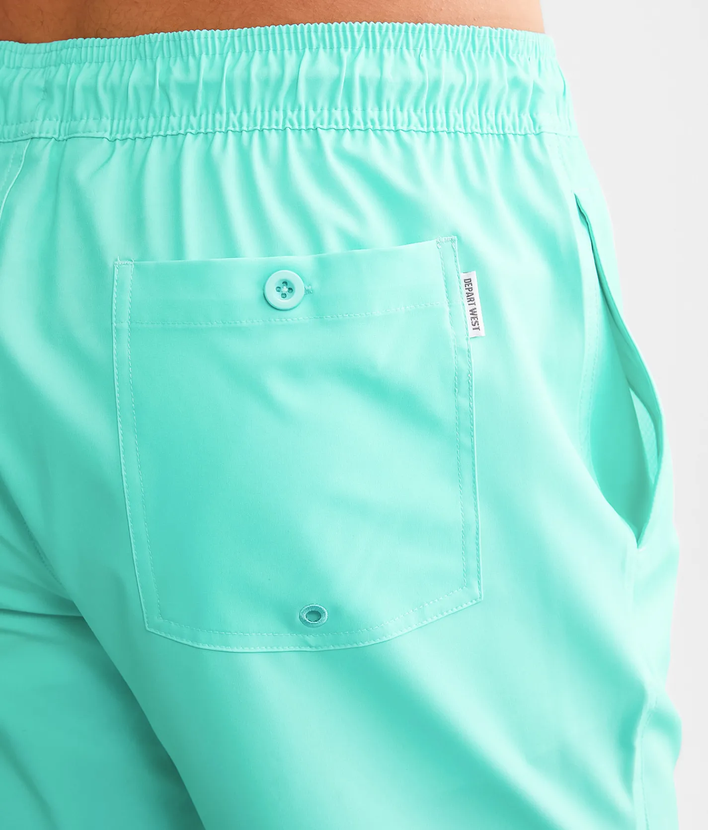 Bottoms|Swimwear | Departwest Solid Stretch Swim Trunks Bright Teal