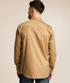 Tops | Ariat Solid Twill Fitted Shirt Khaki