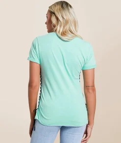 Tops | Affliction Solution Lace-Up T-Shirt Mint Lava Wash