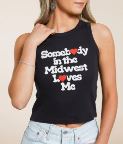 Girl Dangerous Somebody In The Midwest Loves Me Tank Top Black Hot
