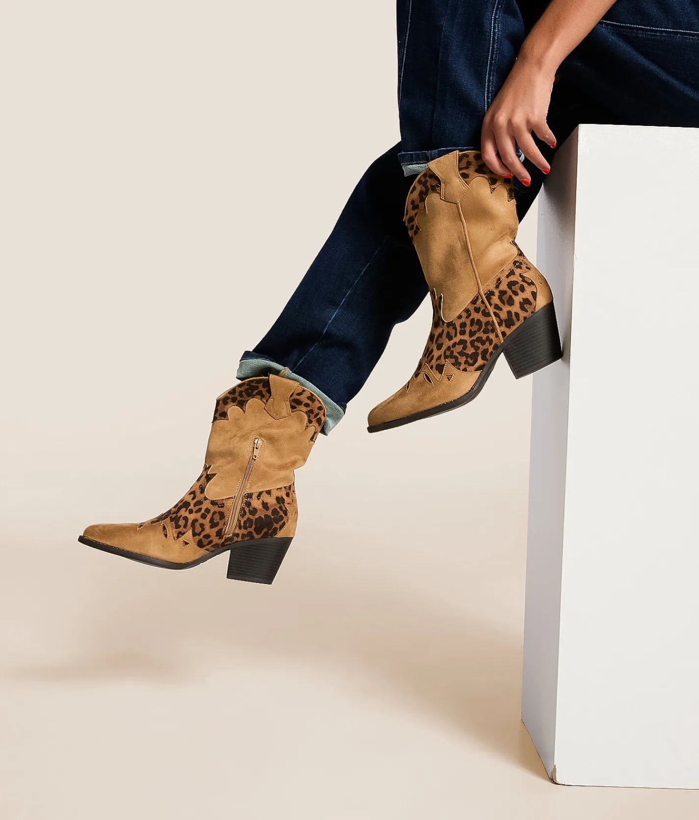 Shoes | Mia Sonni Leopard Western Ankle Boot Tan Leopard