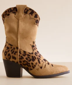 Shoes | Mia Sonni Leopard Western Ankle Boot Tan Leopard