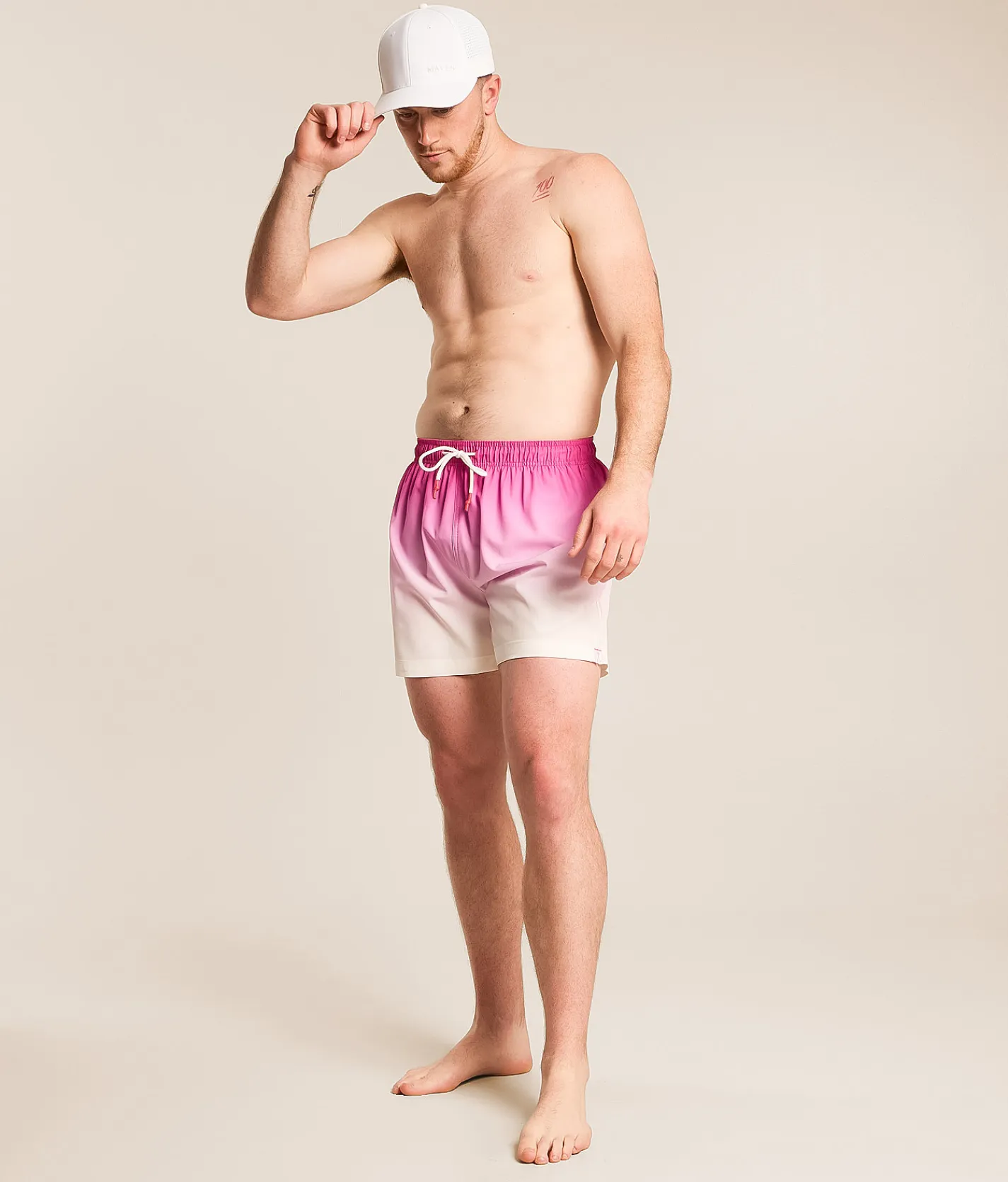 Bottoms|Swimwear | Sunset x Vine Sonny Dip Dye Stretch Swim Trunks Pink