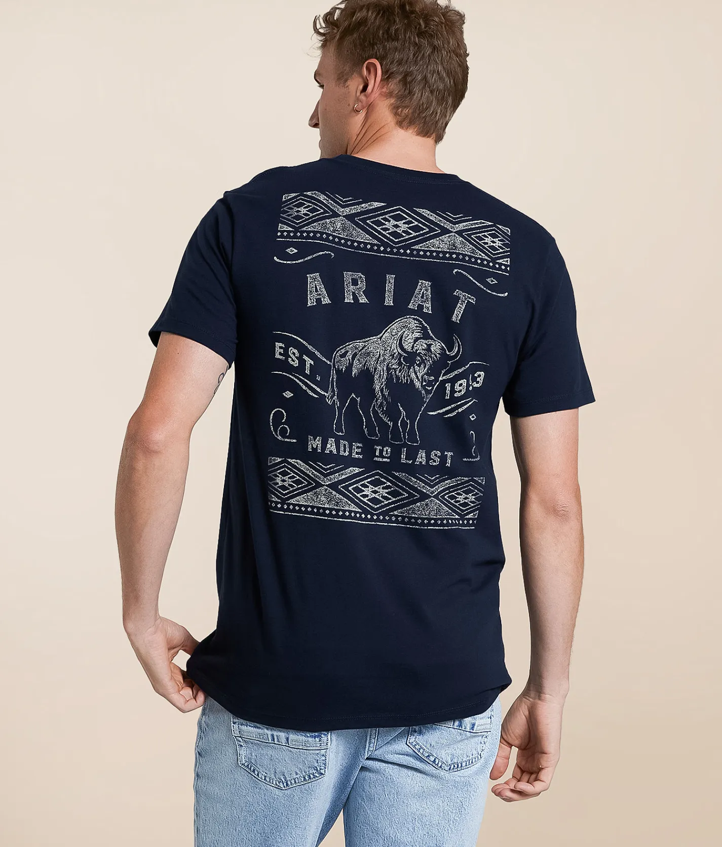 Tops|Graphic T-Shirts | Ariat Southwest Bison T-Shirt New Navy