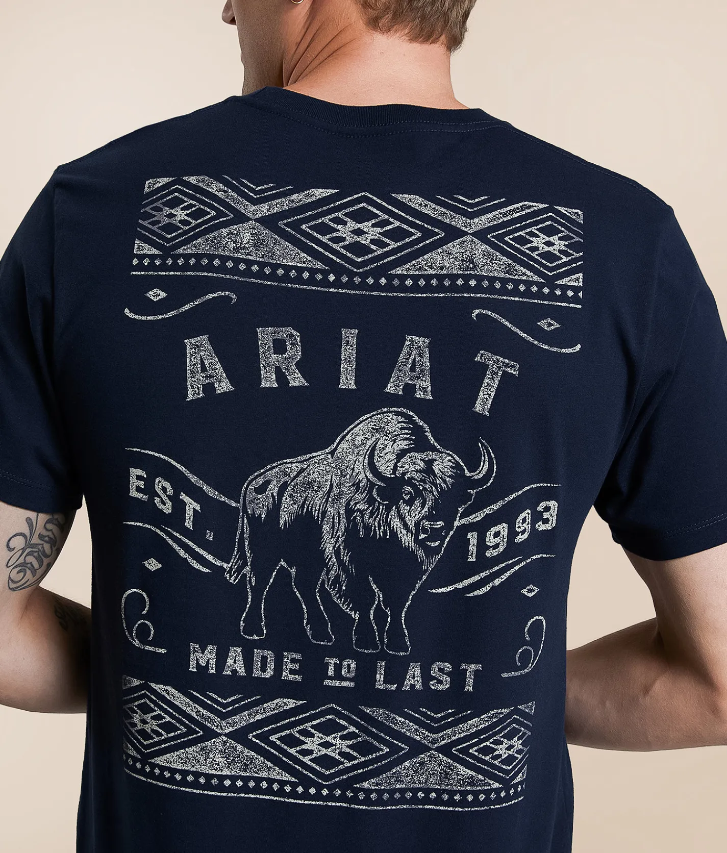 Tops|Graphic T-Shirts | Ariat Southwest Bison T-Shirt New Navy