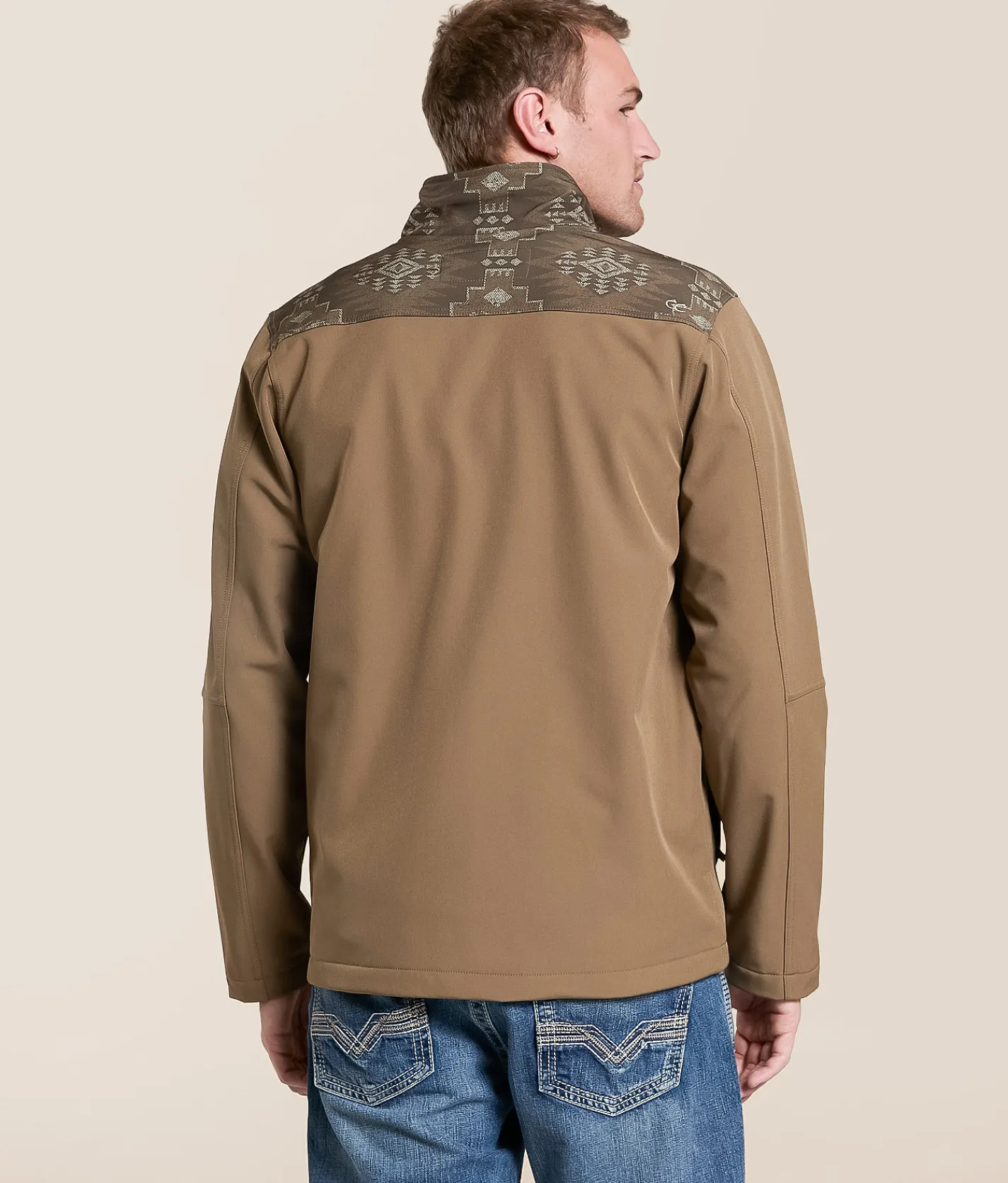 Gentry County Southwestern Color Block Softshell Jacket Shitake Discount