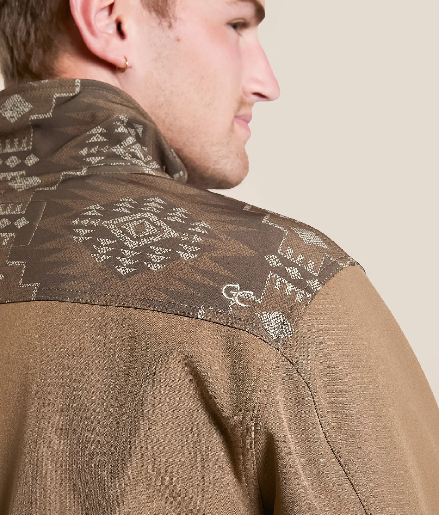 Gentry County Southwestern Color Block Softshell Jacket Shitake Discount