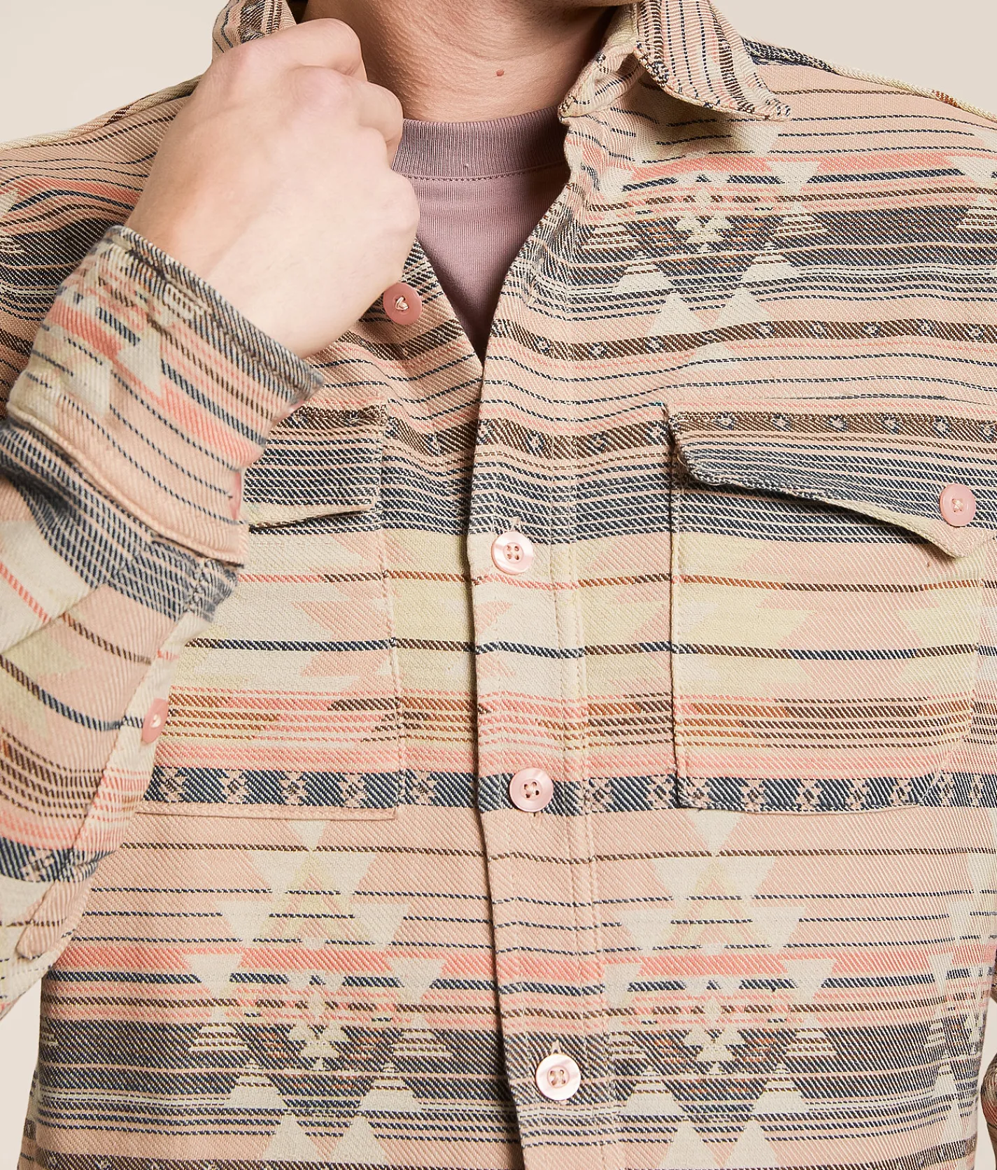 Tops | MEK Southwestern Flannel Shirt Khaki
