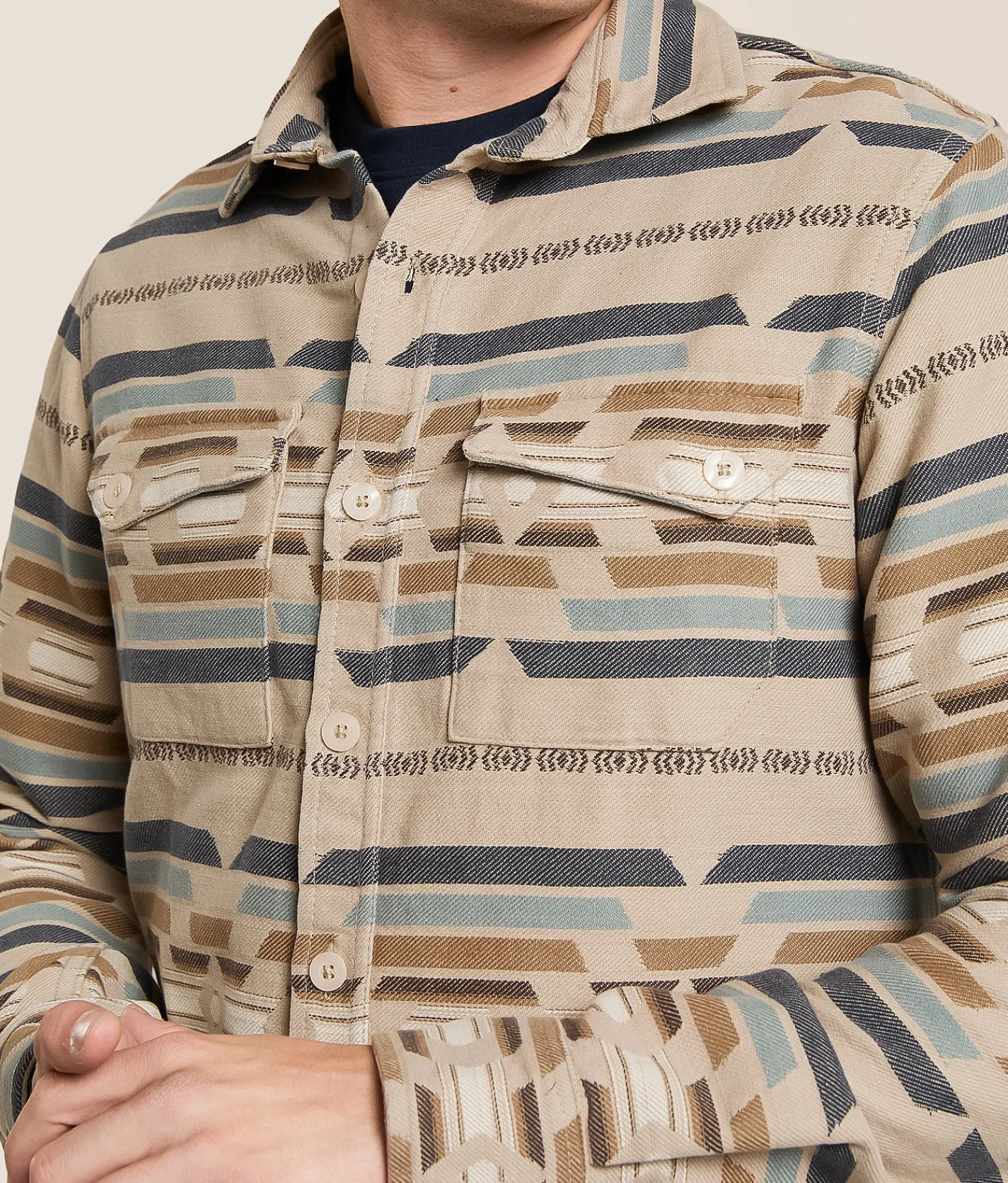 MEK Southwestern Flannel Shirt Khaki Sale