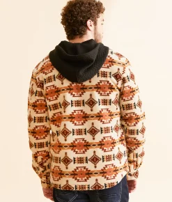 Departwest Southwestern Fleece Hooded Shacket Oatmeal