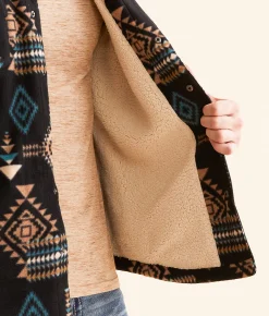 Departwest Southwestern Fleece Shacket Black Best