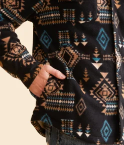 Departwest Southwestern Fleece Shacket Black Best
