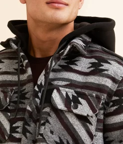 Departwest Southwestern Hooded Shacket Grey Best