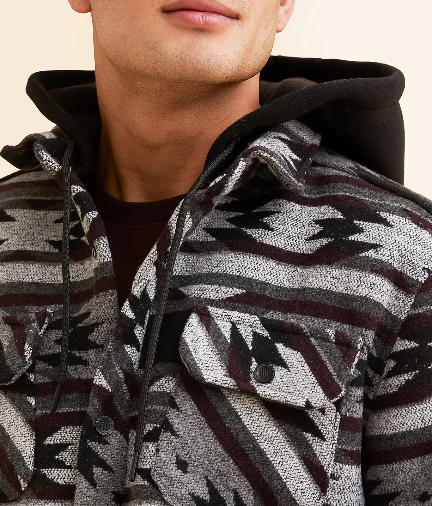 Departwest Southwestern Hooded Shacket Grey Best