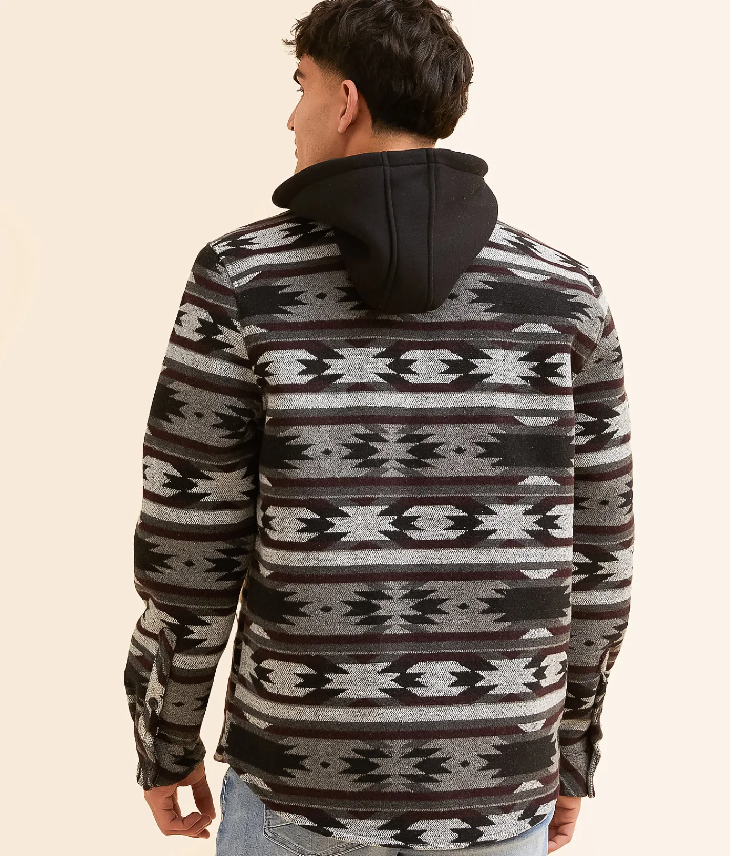 Departwest Southwestern Hooded Shacket Grey Best