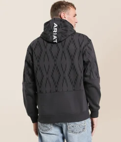 Tops | Ariat Southwestern Pieced Hooded Sweatshirt Phantom