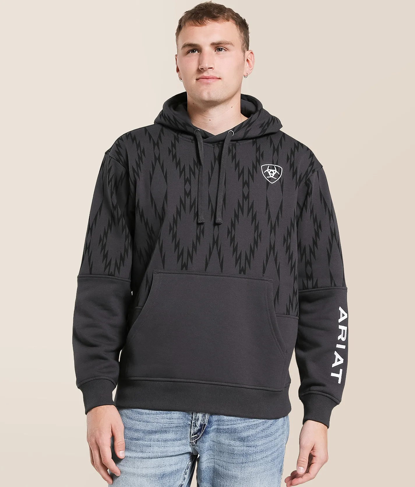 Tops | Ariat Southwestern Pieced Hooded Sweatshirt Phantom