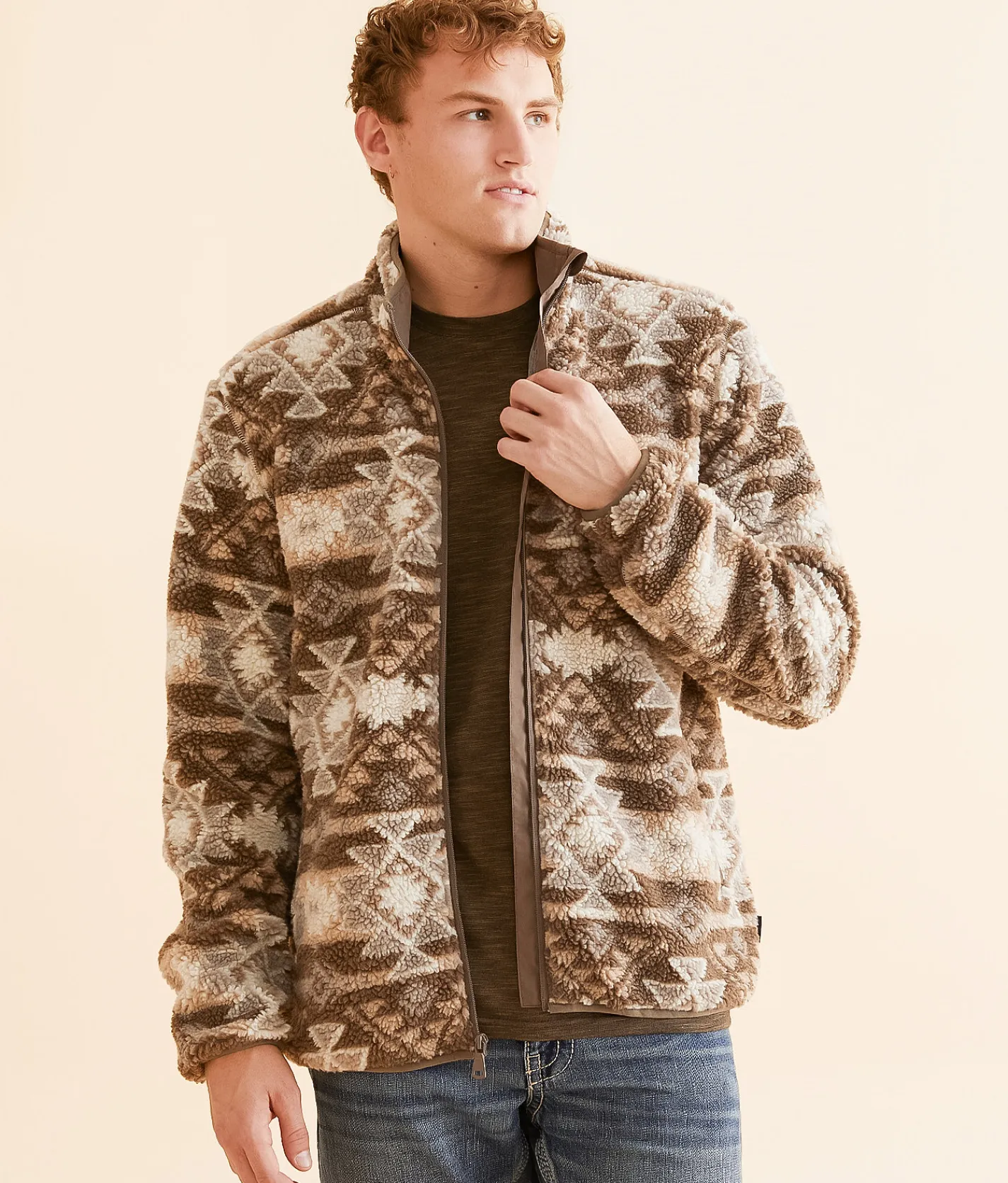 Departwest Southwestern Polar Fleece Jacket Brown Sale