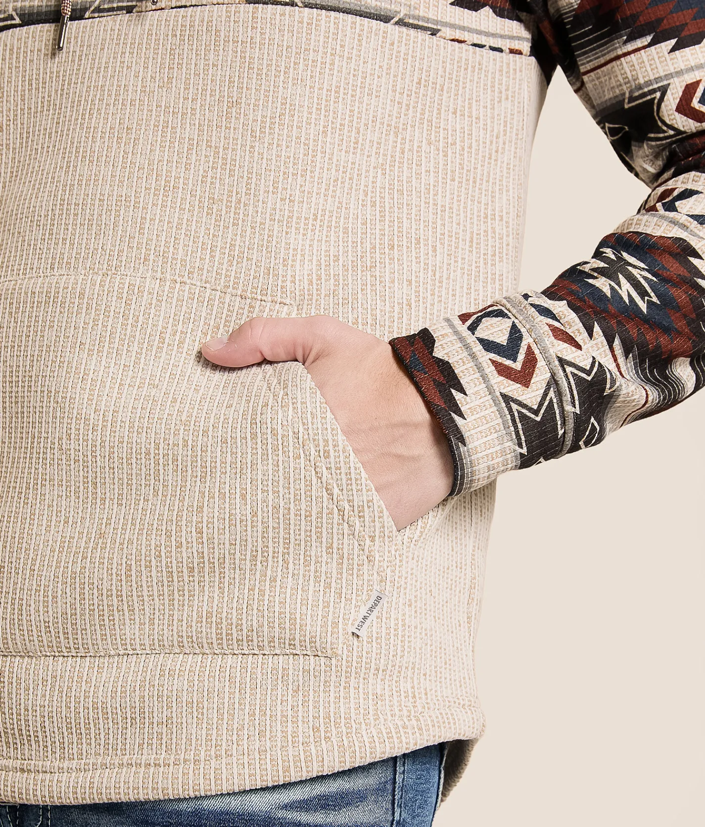 Departwest Southwestern Print Hooded Sweatshirt Cherry Mahogany Sale