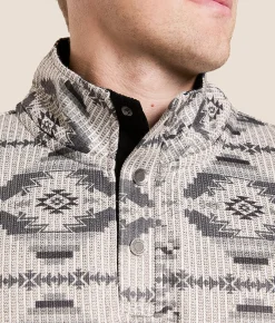 Tops | Departwest Southwestern Print Quarter Snap Pullover Grey Black