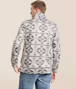 Tops | Departwest Southwestern Print Quarter Snap Pullover Grey Black