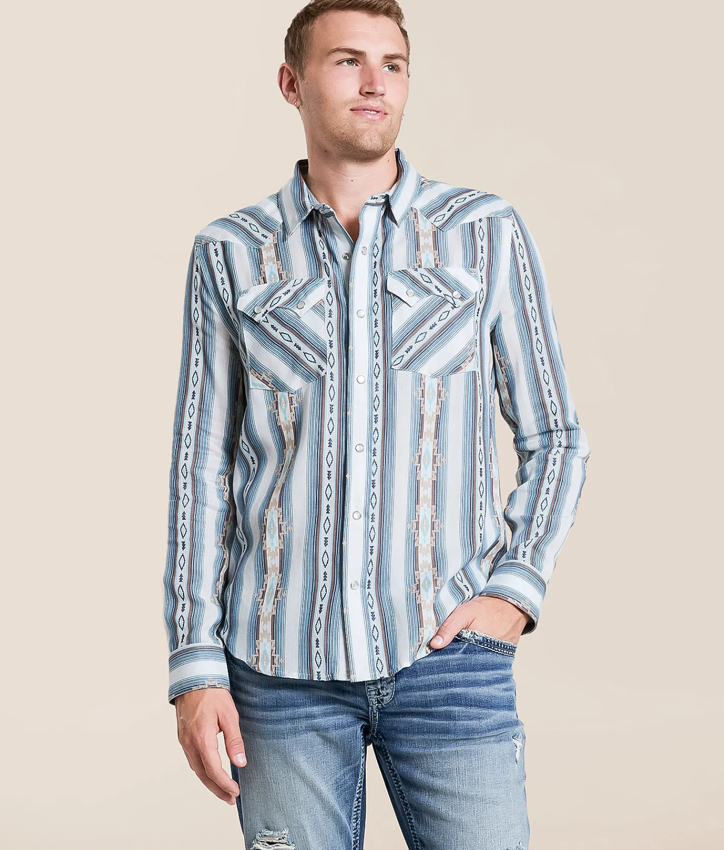 Tops | Panhandle Slim Southwestern Print Shirt Natural