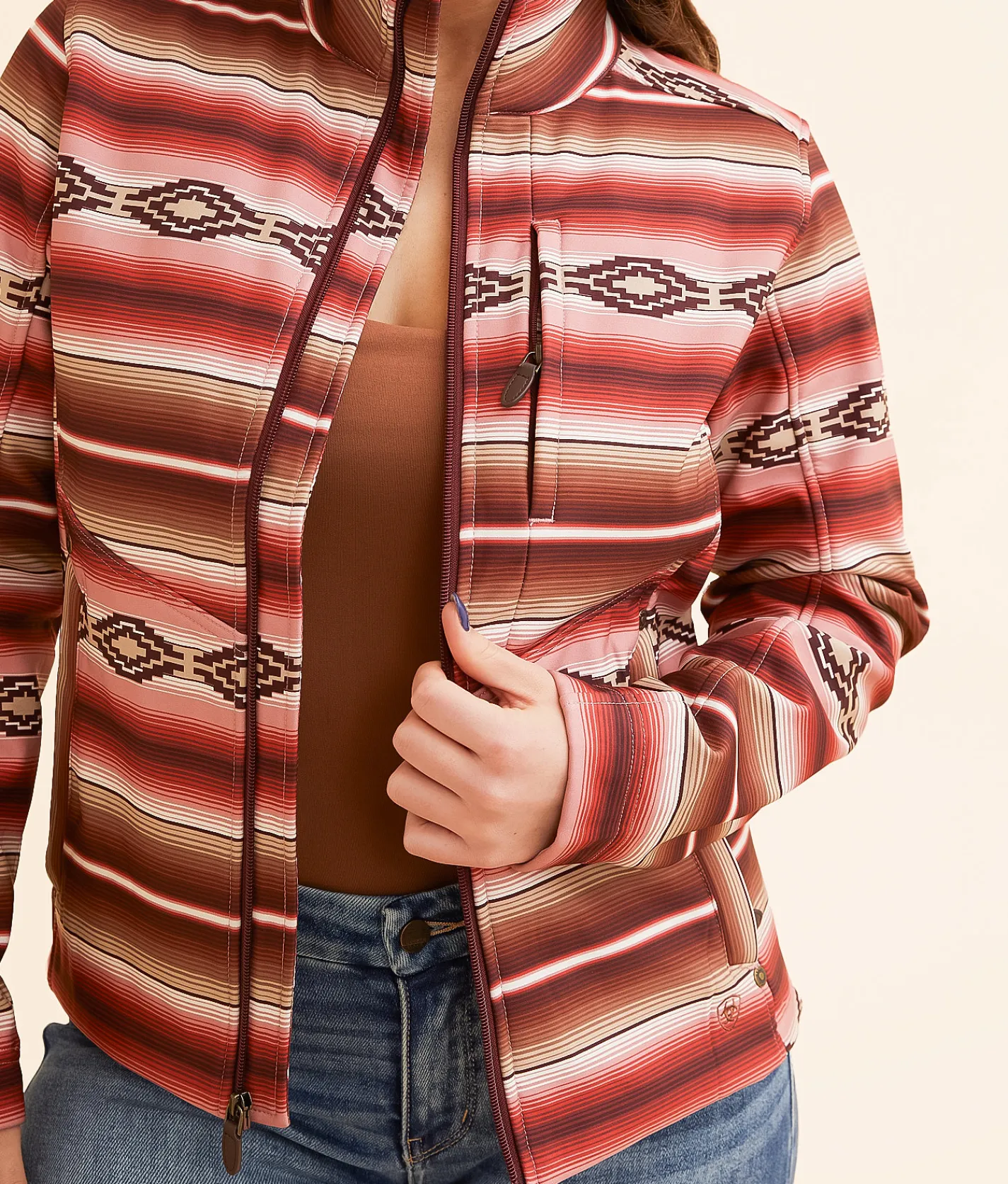 Ariat Southwestern Softshell Jacket Blushing Serape Discount