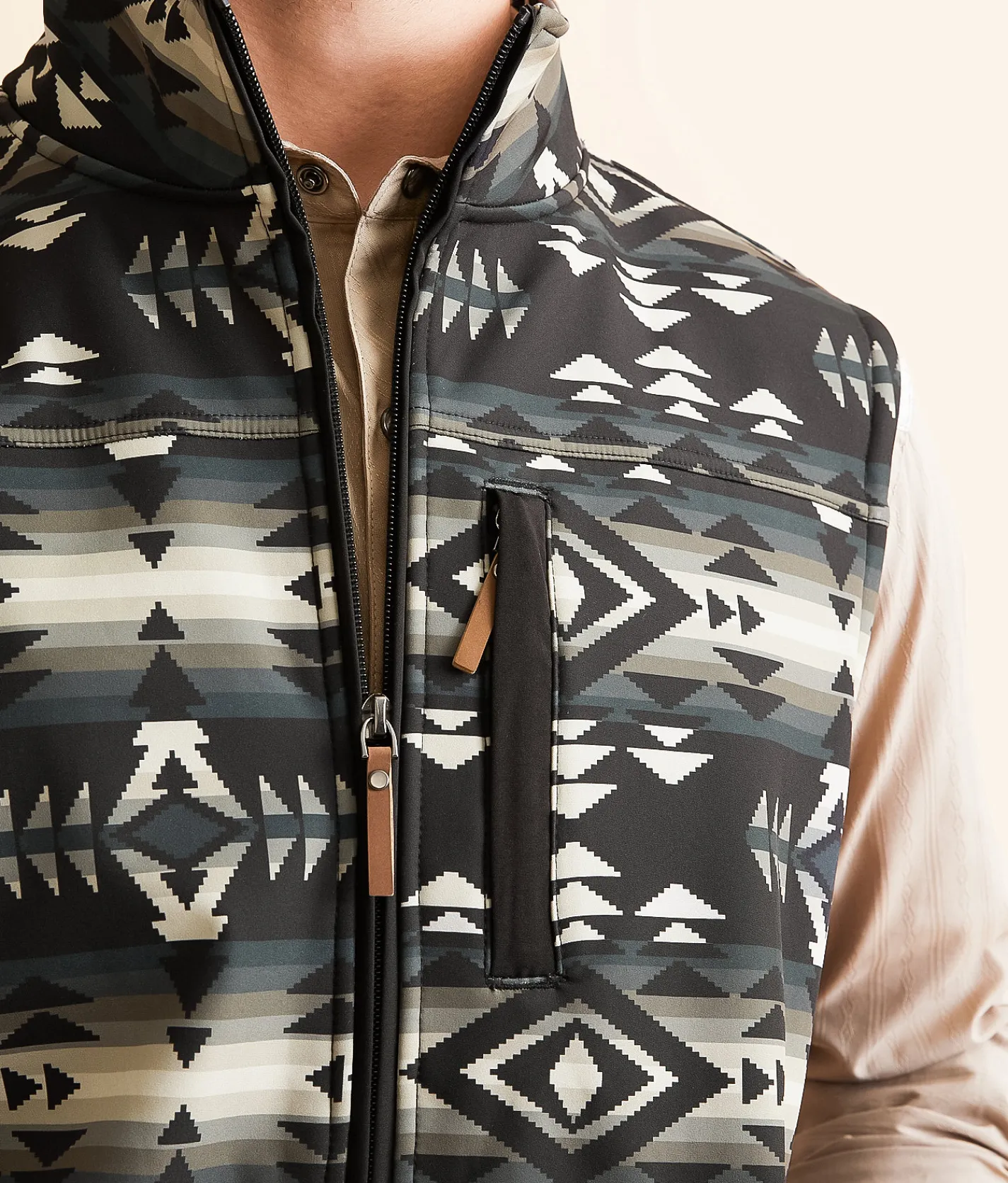 Gentry County Southwestern Softshell Vest Black Clearance