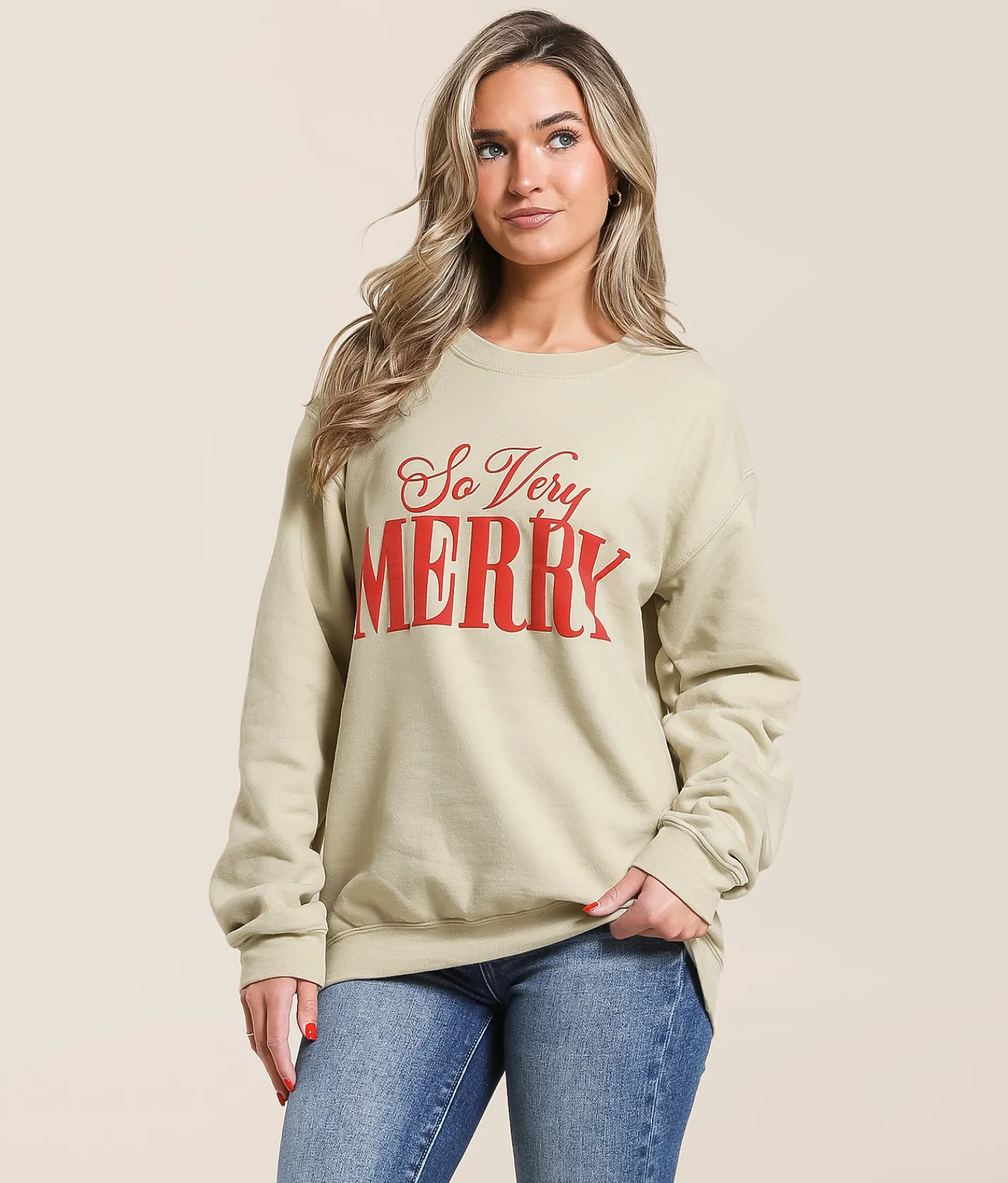 Goodie Two Sleeves So Very Merry Pullover Sand Outlet