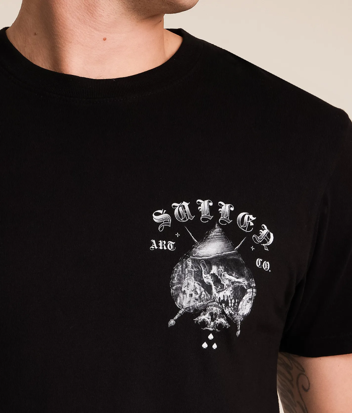 Sullen Spade Skull T-Shirt Jet Black Outlet