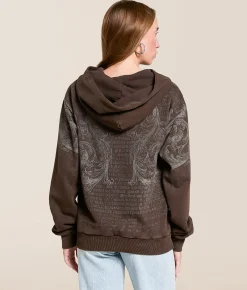 Tops | Affliction Sparrow Hooded Sweatshirt Dk Brown Lava Wash