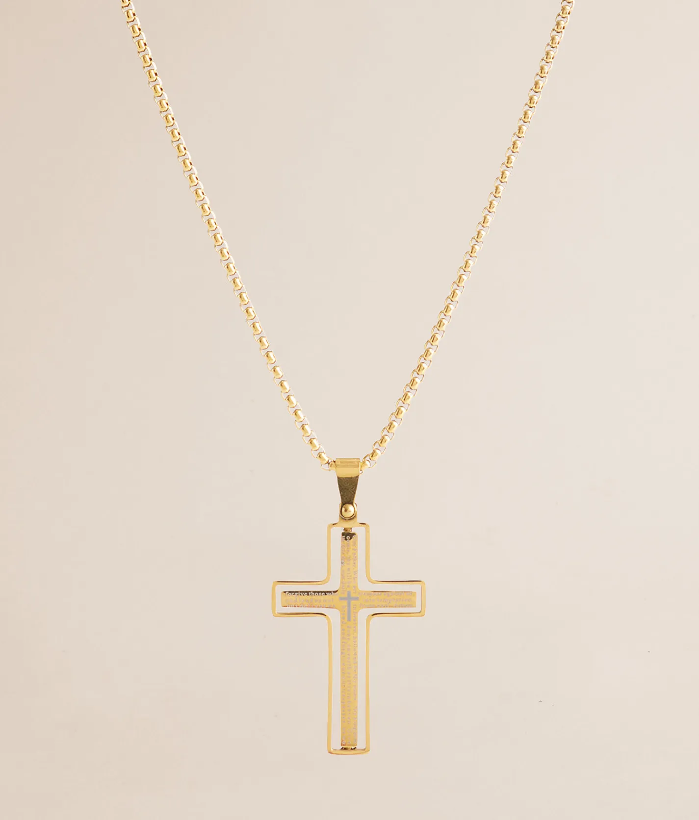 BKE Spinner Cross 24" Necklace Gold
