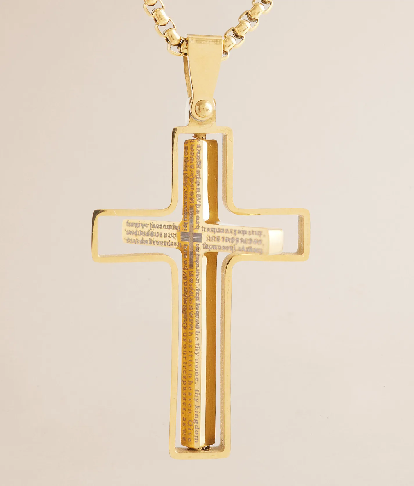 BKE Spinner Cross 24" Necklace Gold