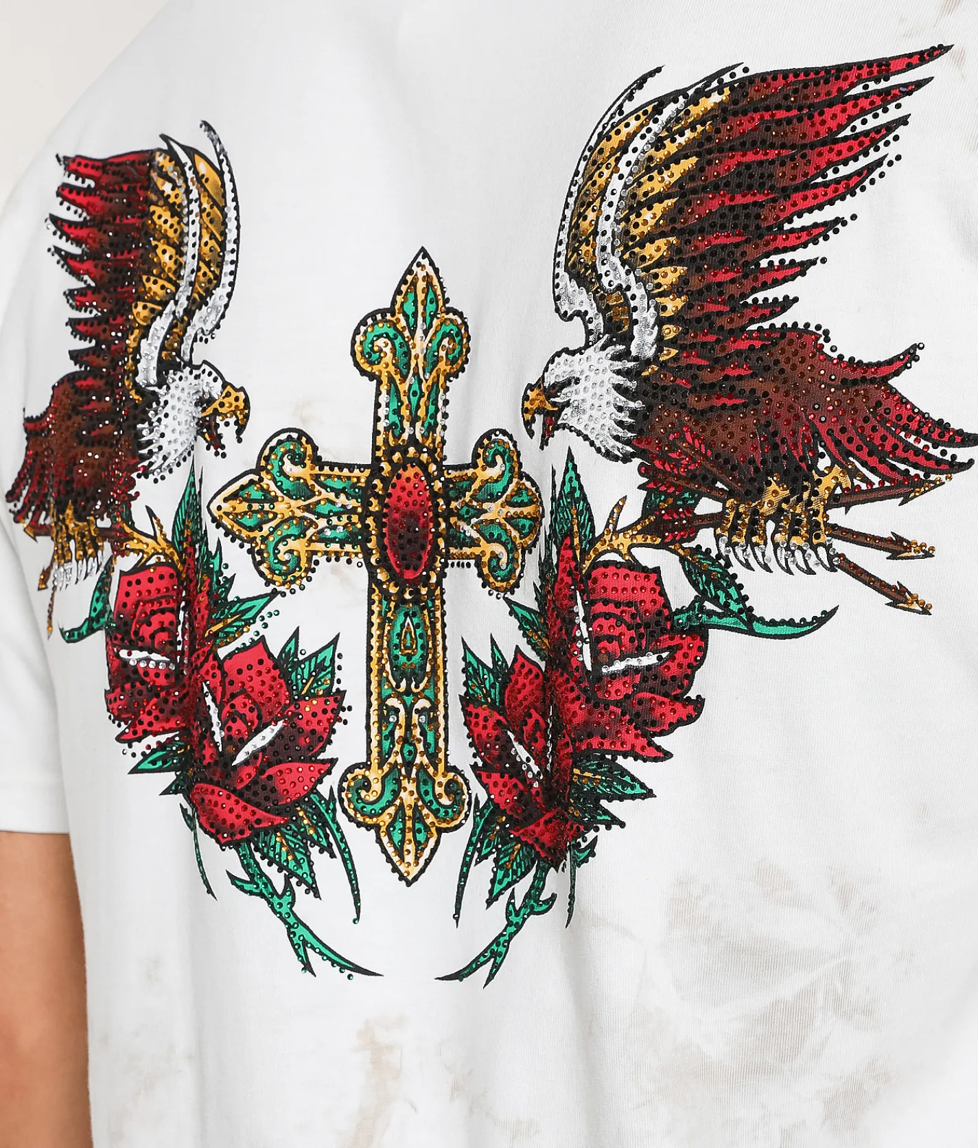 Affliction Spirit & Pride T-Shirt Tan White Crystal Wash Hot