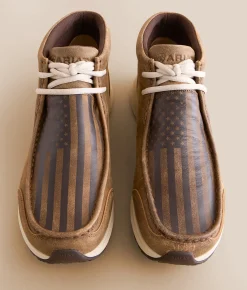 Shoes | Ariat Spitfire Leather Moccasin Boot Amr Flag Print Brown Bomb