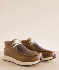 Shoes | Ariat Spitfire Leather Moccasin Boot Amr Flag Print Brown Bomb