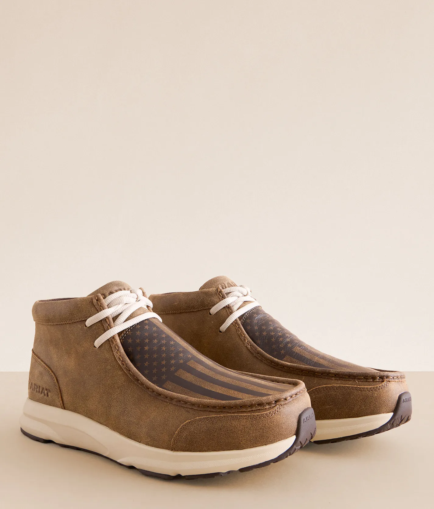 Shoes | Ariat Spitfire Leather Moccasin Boot Amr Flag Print Brown Bomb