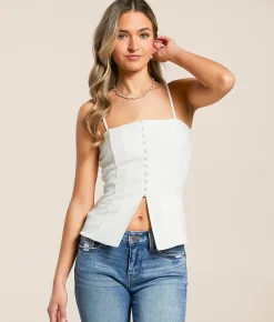 Willow & Root Split Front Tank Top White Online