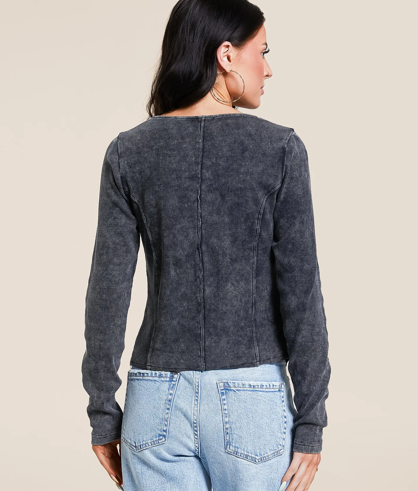 Tops | Gilded Intent Split Hem Top Washed Black