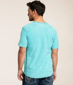 Tops | Buckle Black Split Neck T-Shirt White