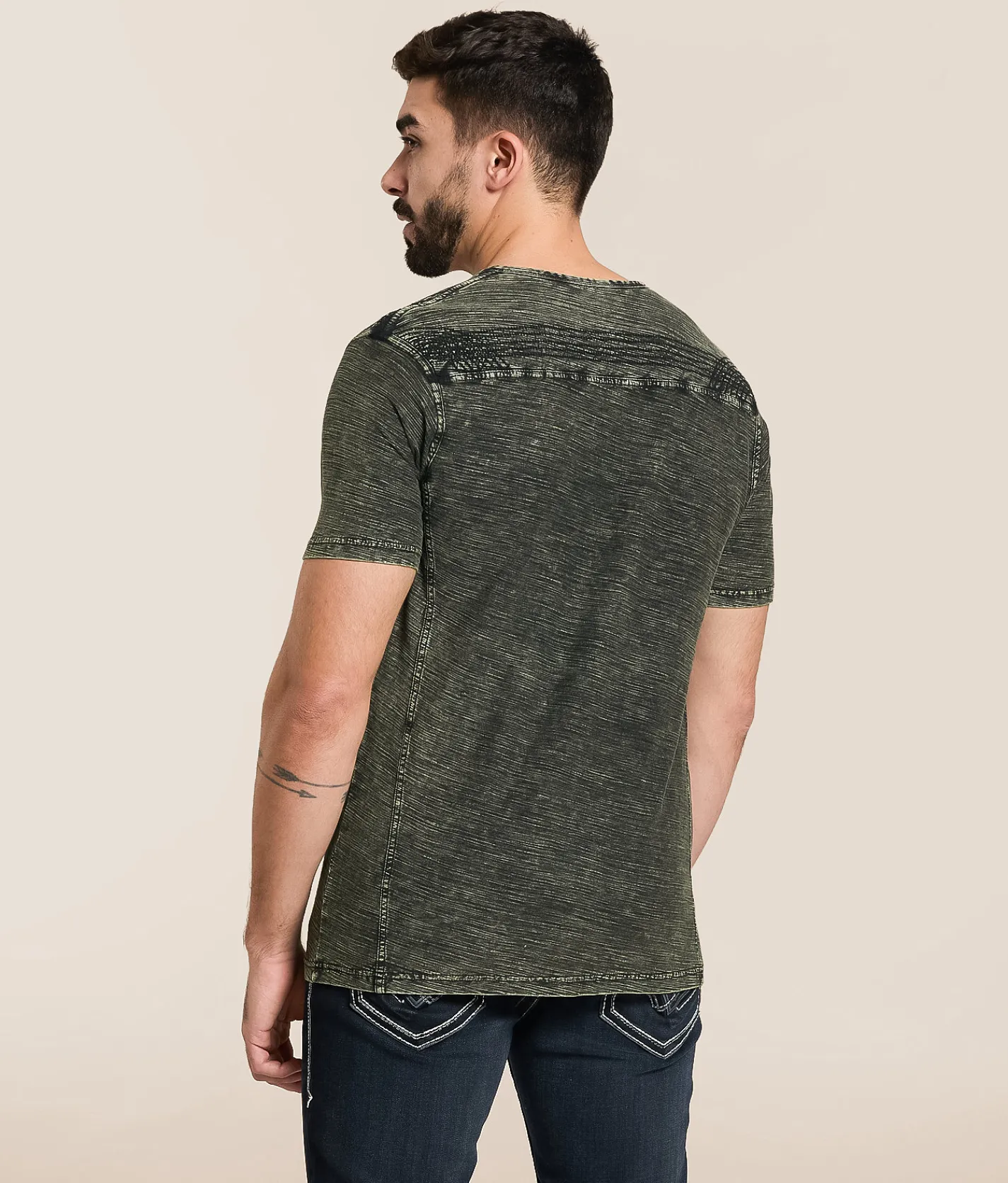 Tops | Buckle Black Split Neck T-Shirt Tea Leaf